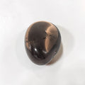 Smoky Quartz Tumble Stone - Polished, one polished translucent brown smoky quartz tumble stone on a white background.